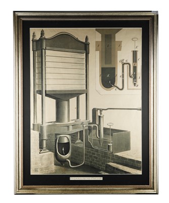 Lot 24 - A Large Framed Lithograph of a Hydraulic Press