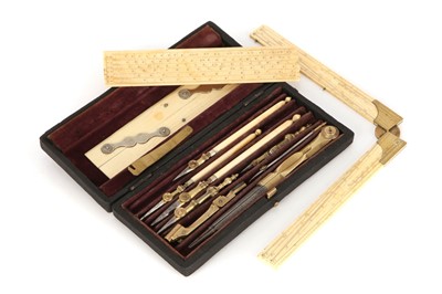 Lot 140 - A Set of Georgian Drawing Instruments in Sharkskin Case