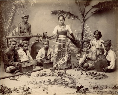 Lot 357 - An Antique Photograph of a Javanese Dancer and Musicians