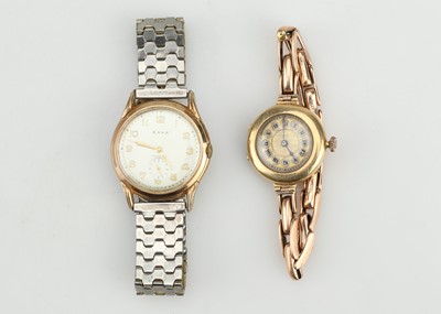 Lot 123 - An 18 ct Gold Cased Trench Style Watch c.1920