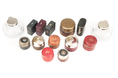 Lot 32 - An Assorted Collection of Mainly Leather Covered Travel Ink Wells