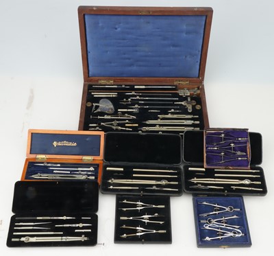 Lot 282 - Eight Cased Sets of Drawing Instruments