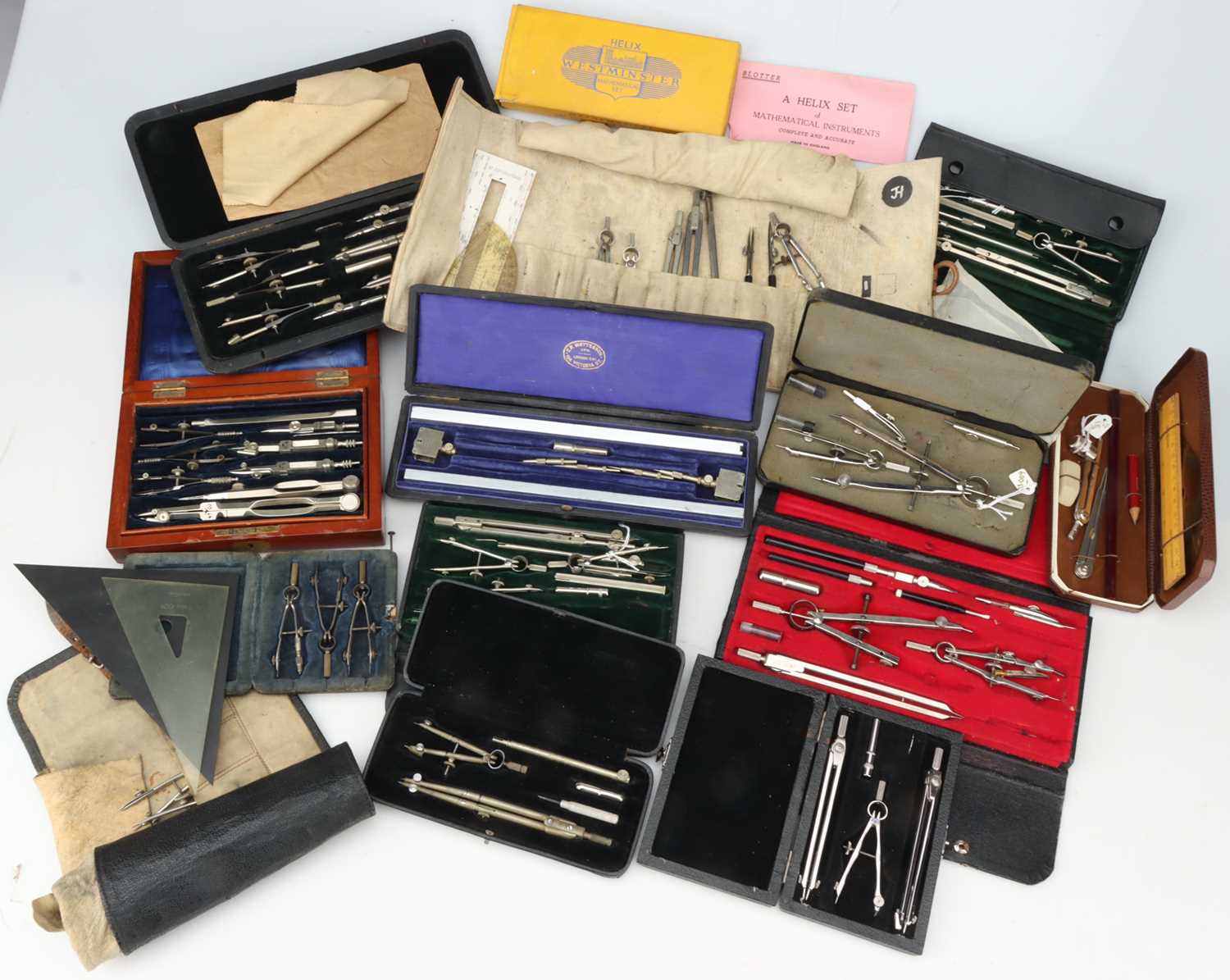 Lot 284 - 12 Various Sets of drawing Instruments,