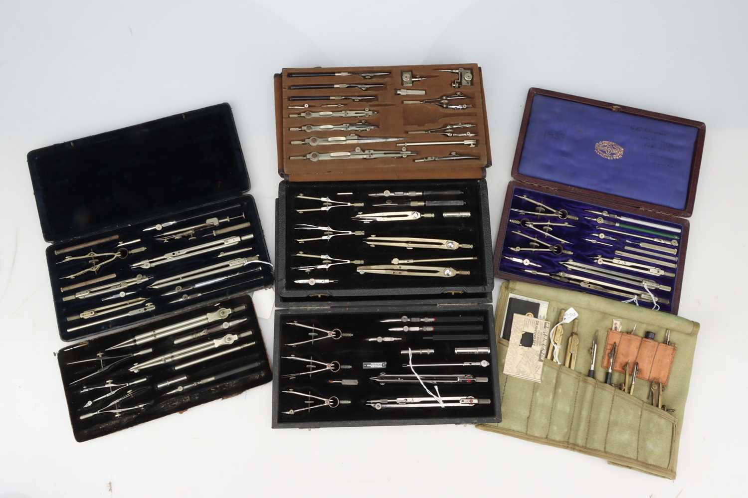 Lot 285 - Seven Sets of Drawing Instruments,
