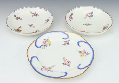 Lot 90 - A Near Pair of Sevres Porcelain Writhen Moulded Dishes