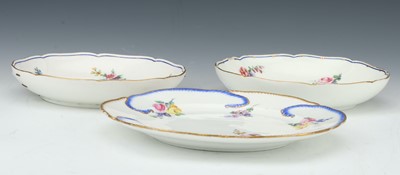 Lot 90 - A Near Pair of Sevres Porcelain Writhen Moulded Dishes