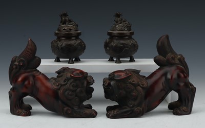 Lot 34 - A Pair of Chinese Dogs of Fo Root Carvings
