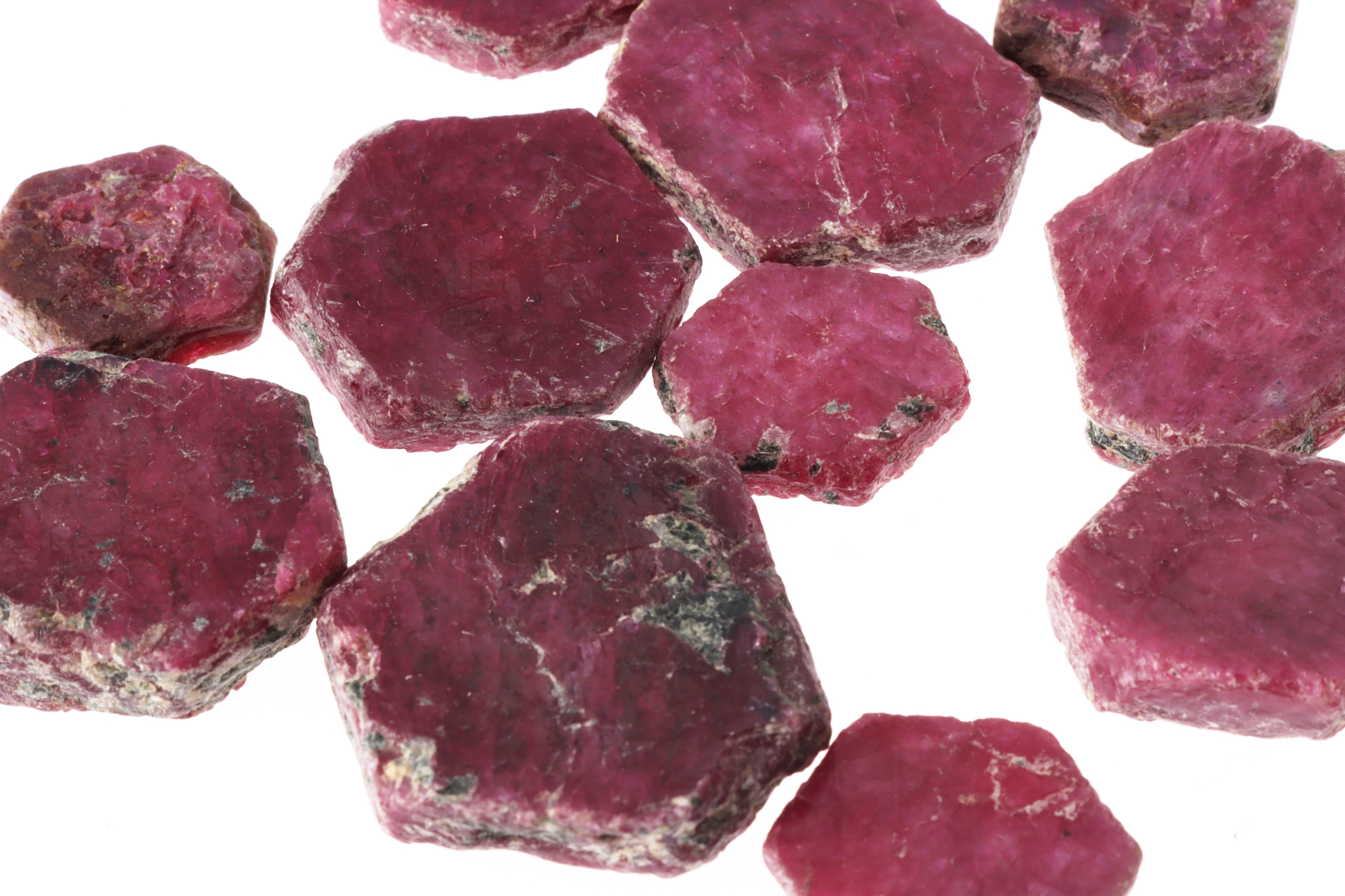 Exagonal Ruby Cub Lot 181 - Eleven Hexagonal Ruby Crystals,
