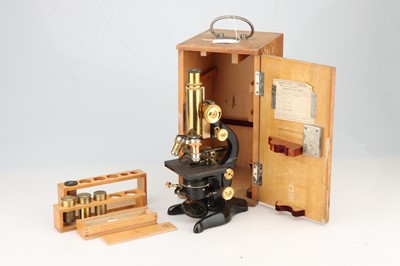 Lot 321 - A Leitz Brass & Black Lacquer Compound Microscope