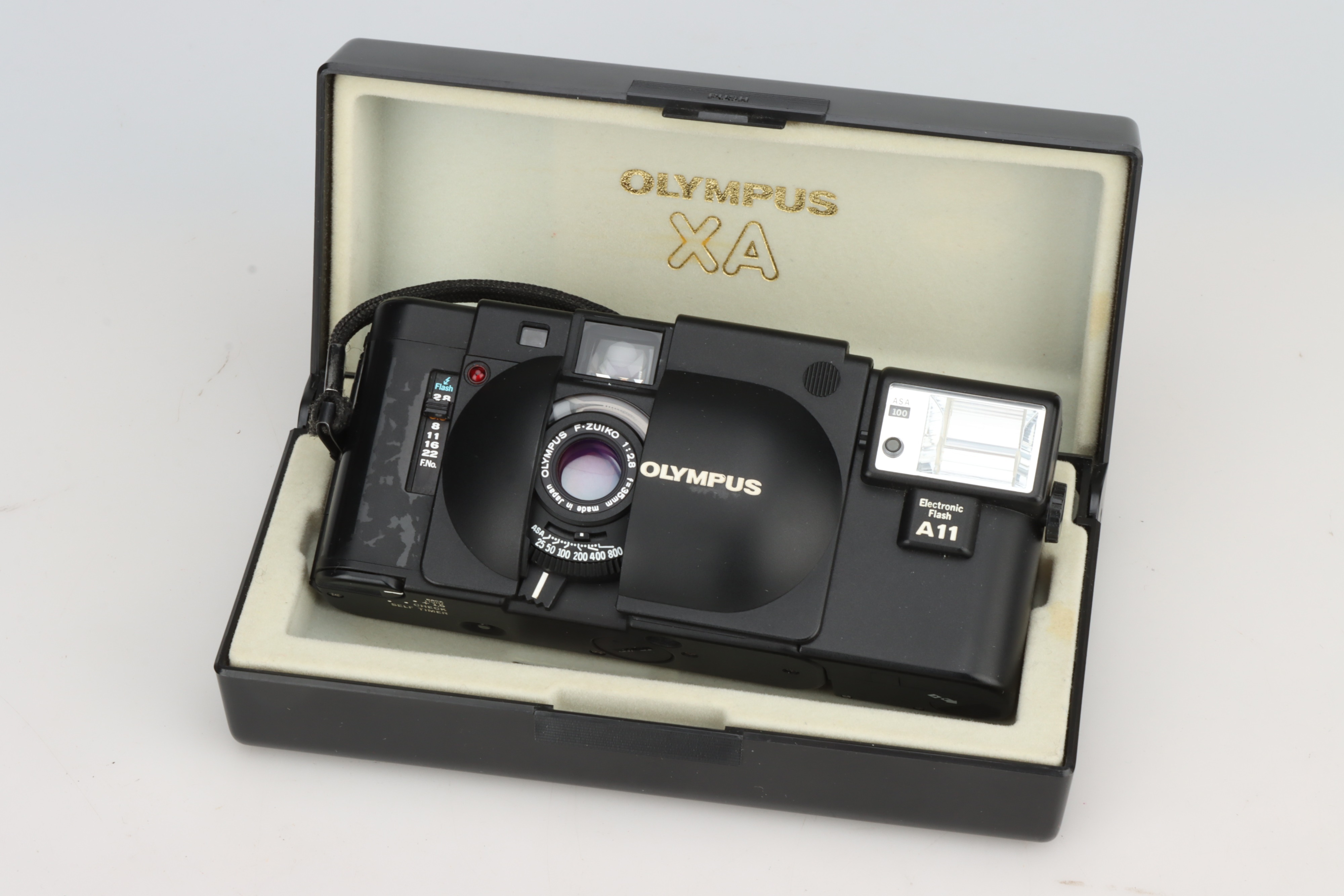 Lot 632 - An Olympus XA 35mm Rangefinder Camera,