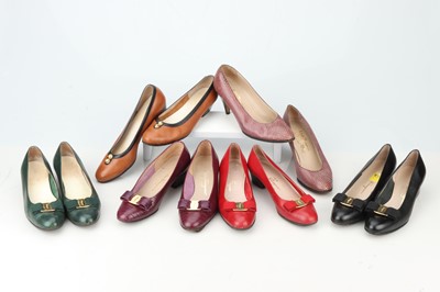 Lot 223 - Six Pairs of Salvatore Ferragamo Designer Italian Court Shoes