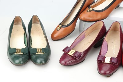 Lot 223 - Six Pairs of Salvatore Ferragamo Designer Italian Court Shoes