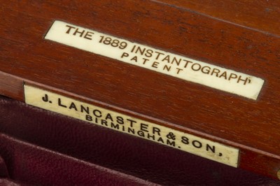 Lot 180 - A J. Lancaster & Sons 'The 1889 Instantograph Patent' Mahogany & Brass Quarter Plate Camera