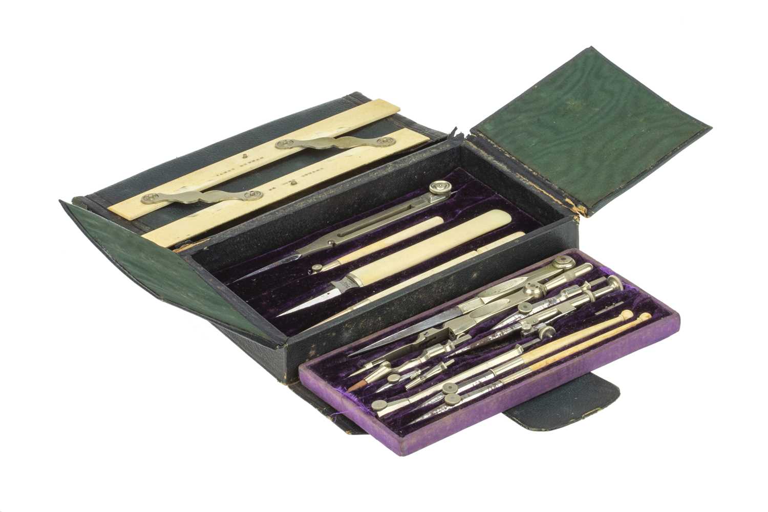 Silver Drawing Instruments Lot 105 - A Miniature Pocket Set of German Silver