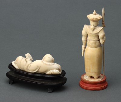 Lot 79 - Two 19th Century  Chinese Ivory Carved Figures
