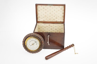 Lot 196 - An Oak Rope Edge Barometer Thermometer