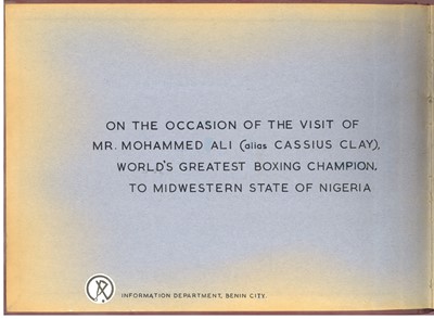Lot 324 - Boxing: Official Album of Muhammad Ali's Visit to Nigeria