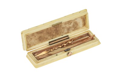 Lot 17 - A  Regency  Ivory and Gold Toothpick Case with Gold Pick