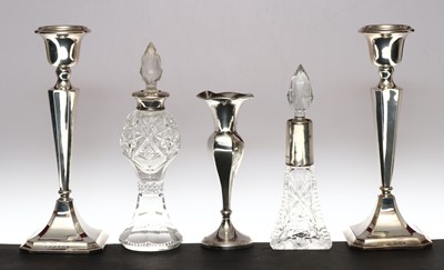 Lot 171 - A Pair of George V Hallmarked Silver Candlesticks