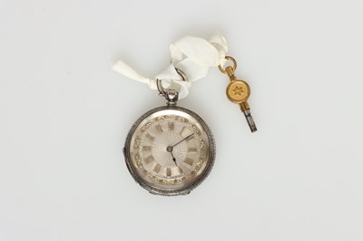 Lot 224 - A Lady's Silver Key Wind Fob Watch