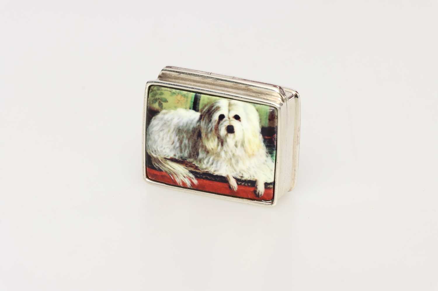 Lot 165 - A Silver Pill Box Decorated with Bolognese Terrier
