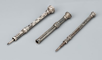 Lot 117 - A Colllection  of Three Silver Propelling Pencils.