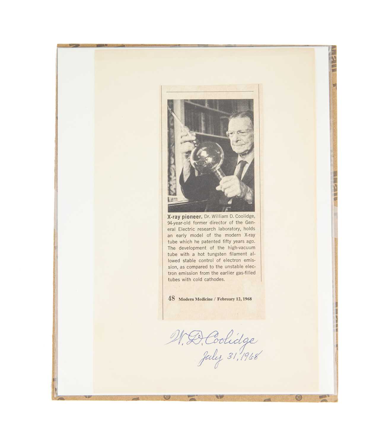 Lot 281 - Dr. William D. Coolidge, Signed Image