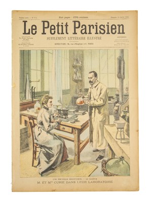 Lot 283 - Pierre and Marie Curie in their laboratory, from Le Petit Parisien