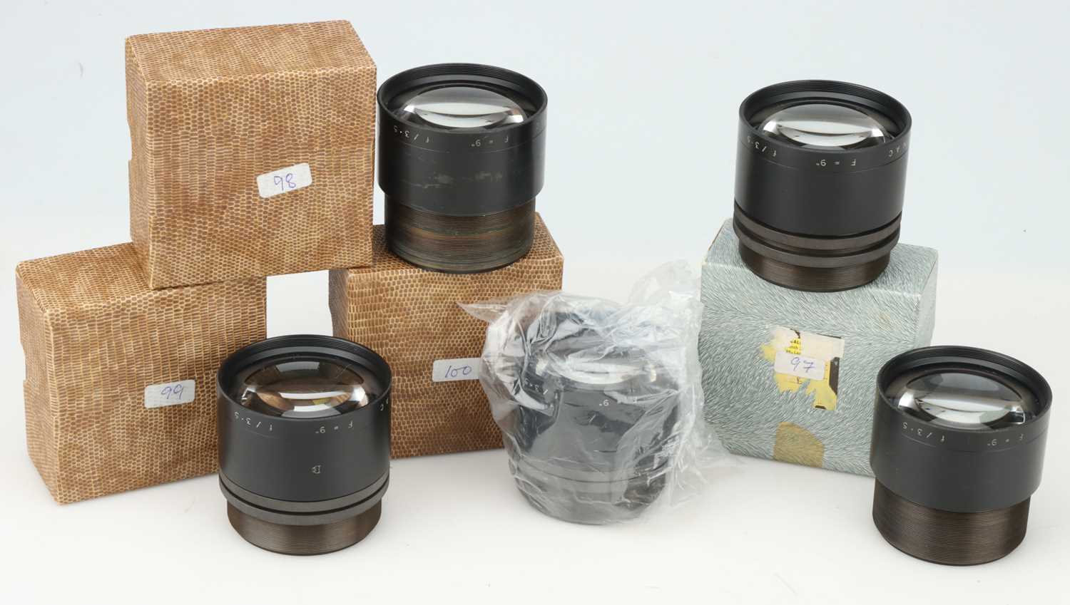 Lot 409 - A Set of Five Dallmeyer Dalmac f/3.5 9" Lenses