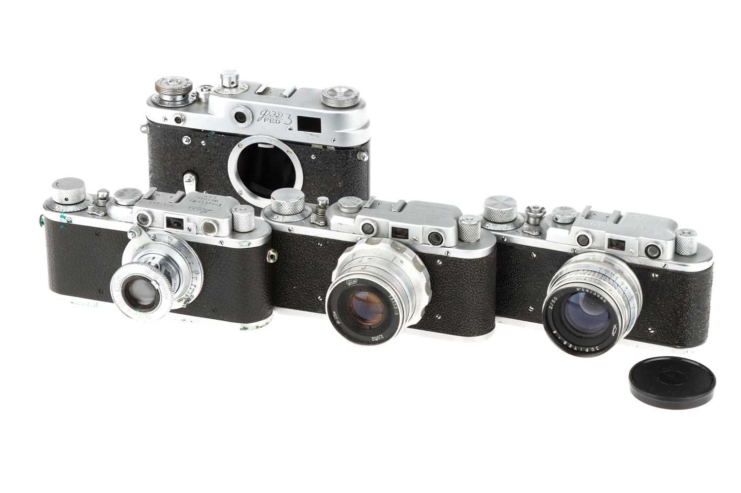 Lot 375 - Four Soviet Era 35mm Rangefinder Cameras