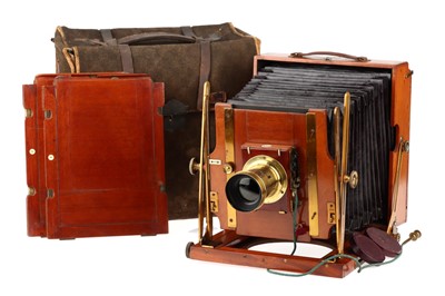 Lot 693 - A Sanderson Full Plate Mahogany & Brass Field Camera