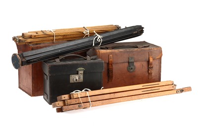 Lot 526 - A Mixed Selection of Mahogany Camera Cases & Tripods