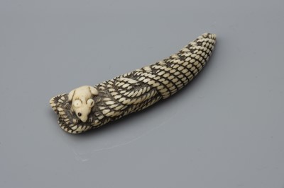 Lot 77 - A Meiji Period Ivory Netsuke as a Rat and Hank of Rope
