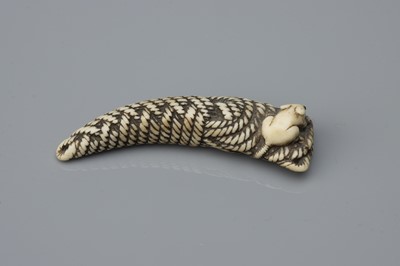 Lot 77 - A Meiji Period Ivory Netsuke as a Rat and Hank of Rope