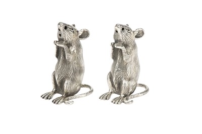 Lot 116 - A Pair of Silver Mice Condiments