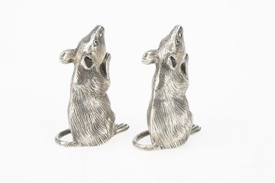 Lot 116 - A Pair of Silver Mice Condiments