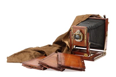 Lot 690 - A J. Lizars Challenge Half Plate Mahogany & Brass Camera