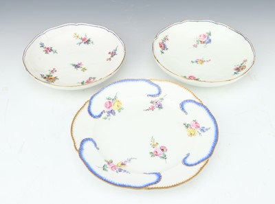 Lot 213 - A Near Pair of Sevres Porcelain Writhen Moulded Dishes