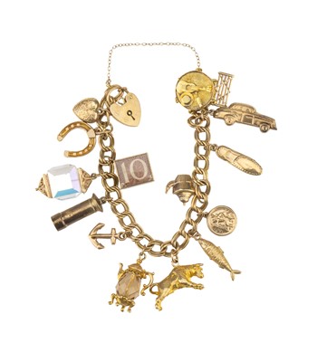 Lot 252 - A 9ct Gold Charm Bracelet