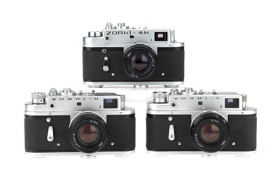 Lot 409 - Three Zorki 35mm Rangefinder Cameras