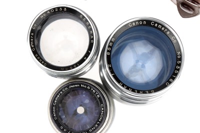 Lot 358 - Three Canon Rangefinder Lenses