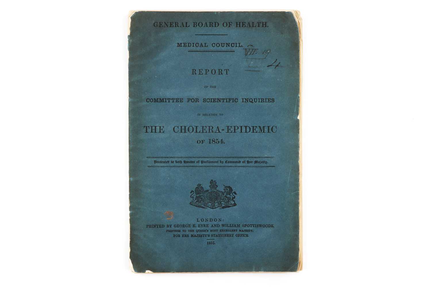 Lot 397 - Medicine - Report, The Cholera Epidemic of 1854