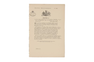 Lot 433 - Medicine - Historically Important Parliament Medical Act