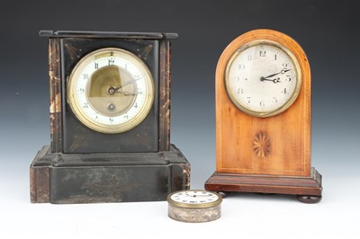 Lot 214 - A 30-Hour Black Slate Mantel Clock