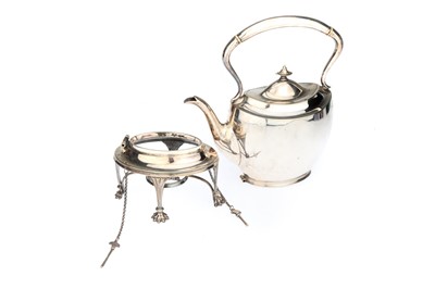 Lot 181 - A Silver Plated Spirit Kettle by James Dixon & Sons
