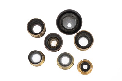 Lot 669 - A Collection of Seven Brass Camera Lenses