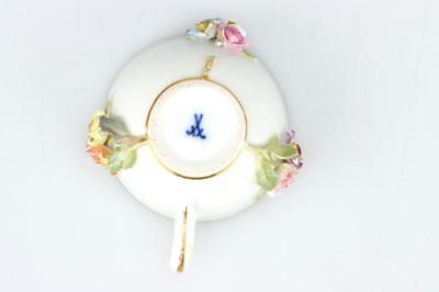 Lot 83 - 19th Century Meissen Floral Encrusted Miniature Cup and Saucer