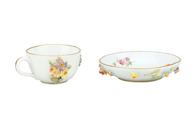 Lot 83 - 19th Century Meissen Floral Encrusted Miniature Cup and Saucer