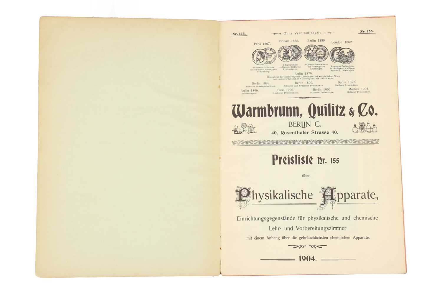 Lot 61 - Scientific - Warmbrunn, Quiltz & Co, Catalogue, 1905