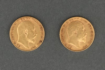 Lot 50 - Two Edward VII Gold Half Sovereign Coins